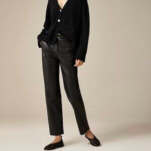 J. Crew Kate Straight Leg Pants in Faux Leather Black 16 XL Party Cocktail